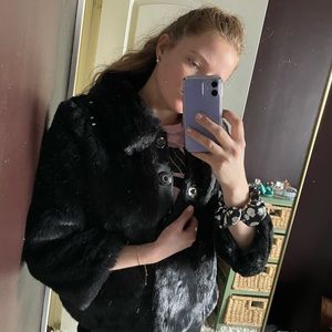 Light faux fur coat